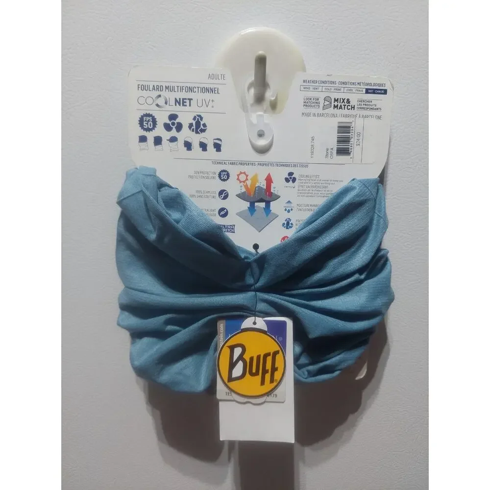 New BUFF Adult Lightweight Coolnet UV Insect Shield Neck Gaiter Headband Blue